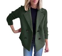 Women's Lapel Button Knitted Patchwork Sleeve Casual Coat Trendy Double Breasted Coats Autumn Winter Blazer Loose Jackets Tops