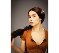 Womens Lara Croft Style Long Brown Plaited Wig