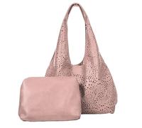 Womens Large 2-in-1 Laser Cut Slouch Shoulder Bag - Tote Hobo Handbag with Make up Pouch Bag (Cut Out - Dusty Pink)