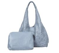 Womens Large 2-in-1 Laser Cut Slouch Shoulder Bag - Tote Hobo Handbag with Make up Pouch Bag (Cut Out - Pastle Blue)