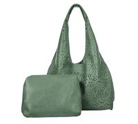 Womens Large 2-in-1 Laser Cut Slouch Shoulder Bag - Tote Hobo Handbag with Make up Pouch Bag (Cut Out - Pastel Green)