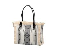 Womens Large Capacity Beach Bag Ethnic Styles Canvas Tassels Handbags All-Matching Shopping Top Handle Women Canvas Simple Top Handle Tassels Handbag Ethnic Styles Beach