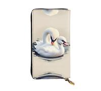 Women's Large Capacity Clutch, Credit Card Cash Coin Multi-Slot Wallet, Zipper Storage Pocket. Cute Little swan Leather Long Wallet