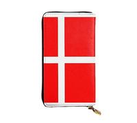 Women's Large Capacity Clutch, Credit Card Cash Coin Multi-Slot Wallet, Zipper Storage Pocket. Denmark Danish Flag Leather Long Wallet