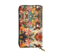 Women's Large Capacity Clutch, Credit Card Cash Coin Multi-Slot Wallet, Zipper Storage Pocket. Hundred Flowers Leather Long Wallet