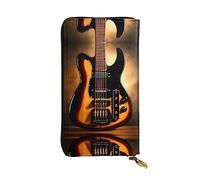 Women's Large Capacity Clutch, Credit Card Cash Coin Multi-Slot Wallet, Zipper Storage Pocket. Instrumental Guitar Leather Long Wallet