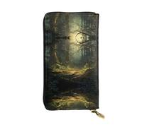 Women's Large Capacity Clutch, Credit Card Cash Coin Multi-Slot Wallet, Zipper Storage Pocket. Primitive Forest Leather Long Wallet
