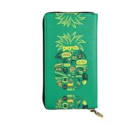 Women's Large Capacity Clutch, Credit Card Cash Coin Multi-Slot Wallet, Zipper Storage Pocket. Psych Pineapple Quote Leather Long Wallet