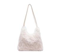 Women's Large Capacity Fluffy Tote Bag,Winter Fall Warm Backpack,Cozy Fuzzys Plush Handbag for Daily Use Shopping (White)