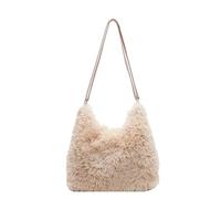Women's Large Capacity Fluffy Tote Bag,Winter Fall Warm Backpack,Cozy Fuzzys Plush Handbag for Daily Use Shopping (Khaki)