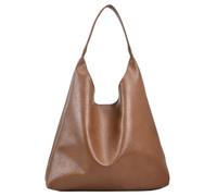 Women's Large Capacity PU Vegan Leather Hobo Tote Shoulder Bag with Zipper Closure - Vintage Slouch Design for Work Travel & Daily Use - Lightweight Durable Multi-Purpose Handbag (Brown)