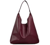 Women's Large Capacity PU Vegan Leather Hobo Tote Shoulder Bag with Zipper Closure - Vintage Slouch Design for Work Travel & Daily Use - Lightweight Durable Multi-Purpose Handbag (Wine Red)
