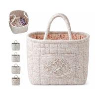 Women's Large Capacity Quilted Car Storage Basket Tote Bag,Laundry Basket | Foldable Washable Multifunctional Organizer,Tote Bag With Handles,Boho Floral Print For Home, Picnic