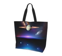 Women's Large Capacity Shoulder Tote Bag Cosmic Saturn Printed Handbag Versatile Tote Bag for Commuting and Shopping