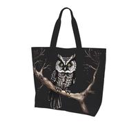 Women's Large Capacity Shoulder Tote Bag Late Night Owl Printed Handbag Versatile Tote Bag for Commuting and Shopping