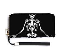 Women's Large Capacity Zipper Handbag Purse for Girls Ladies Cell Phone Case Holster Bag Compatible with Meditation Skull Goth Skeleton Black and White Wallet