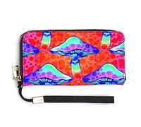 Women's Large Capacity Zipper Handbag Purse For Girls Ladies Cell Phone Case Holster Bag Compatible with Trippy Magic Mushrooms Wallet