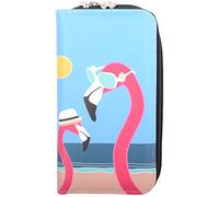 Womens Large Faux Leather RFID Protected Money Credit Card Animal Purse - Flamingo
