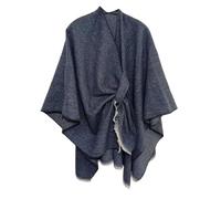 Womens Large Front Poncho Sweater Wrap Topper Knitted Elegant Shawls Cape For Fall Winter Vest Women (Navy, One Size)