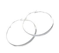 Womens Large Hoop Earrings in Gift Box Diameter 5 cm Simple and Elegant (Silver)