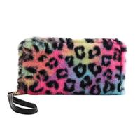 Women's Large Leopard Print Wallet, Large Capacity, Colourful Leopard RFID Protection, Double Zip, Wallet, Mobile Phone Wallet with Multiple Card Slots for Coins, Cash