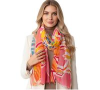 Womens Large Long Lightweight Floral Scarf, Cotton Pashmina Scarf Shawl Wrap, Colourful Rainbow Flower Ladies Scarves, Square Spring Summer Scarfs, Floral Print, Gift for Women