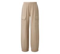 Women's Large Satin-Finish Fluid Viscose Cargo Trousers QS Beige 32
