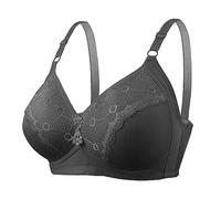 Women's Large Size Big Chest Steel Ring Bra Thin Lace Sexy Big Cup Underwear Bra Underwear Running Sports Bra Non Wired Bras for Women Ladies T Shirt Bralettes with Bra Extender (Black, 50/115)