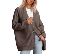 Women's large size cardigan, warm women's knitted long sleeve comfortable fashionable sweaters casual oversized button sweater knit outwear lightweight V-neck loose knitted chic and elegant jackets