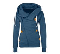 Women's Large Size Hoodie - Coats Winter Diagonal Zip Long Sleeve Casual Hoodie with Pocket Jackets Warm Solid Colour Chic Elegant Sweatshirts Fashion Daily Outfits