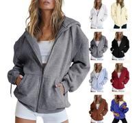 Women's Large Size Zip Up Jacket, Women's Sports Jacket, Hooded Sweatshirt Mid Season Hoodie, Autumn Coats, Casual Coats, Versatile Jacket, Lightweight Clothing, Plain Tracksuit With Pocket Sweatshirt