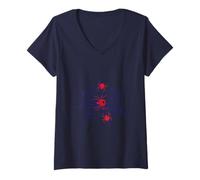 Womens Large Spider Online with Two Smaller Spiders - Halloween V-Neck T-Shirt
