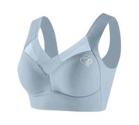 Women's Large Strapless Lace Tank Top Underwear Thin Side Fold Side Breast Gather Adjustable Bra Maximum Support Sports Bra (Light Blue, XXXXXXL)