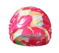 Womens Large Swimming Cap Hot Spring Bathing Caps Beanie Hat Elegant Flowers Swim Cap Long Hair Pool Beach Shower Hat Pleated Turban Hat Hair Protector