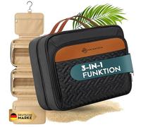Women's Large Toiletry Bag - 3-in-1 Hanging Toiletry Bag with 4 Compartments, Jewellery Compartment & Makeup Bag - Practical Cosmetic Bag for Travel & Order, black, Women's Hanging Toiletry Bag - 4