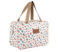 Women's Large Toiletry Bag with Handle, Water-Repellent Cosmetic Bag, Women's Large, Lightweight Toiletry Bag in Floral Pattern for Travel, Toiletries & Cosmetics, #1, Small Flowers