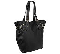 Women's Large Twin Handled Shoulder Bag|Genuine Soft Faux Leather Stitched Grab bag|Zipped back Pocket, Business Satchel Mobile Phone Shoulder Bag|Fashionable & Affordable Travel Purse, Sebago Black