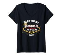Womens Las Vegas Girls Trip 2025 Shirts Crew Vegas Birthday Squad V-Neck T-Shirt