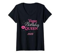 Womens Las Vegas Girls Trip 2025 Shirts Vegas Queen Birthday Squad V-Neck T-Shirt