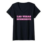Womens Las Vegas Submissive -Cute Pink Gifts for Girlfriend or Wife V-Neck T-Shirt