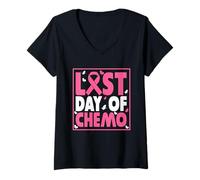 Womens Last Day of Chemo Cancer Patient End Chemotherapy V-Neck T-Shirt