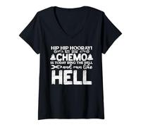 Women's Last Day of Chemo Ring The Bell and Run Like Hell Distressed V-Neck T-Shirt