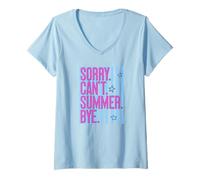 Women's Last Day of School Teacher Retro Striped Sorry Can't Summer V-Neck T-Shirt