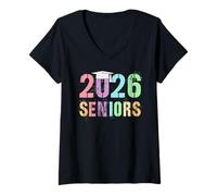 Womens Last First Day Class of 2026 Seniors Graduating Final Level V-Neck T-Shirt