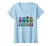Womens Last First Day Class of 2026 Seniors Rule Rocks Memories V-Neck T-Shirt
