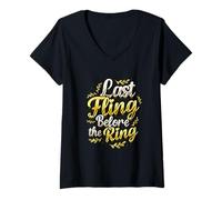 Women's Last Fling Before The Ring Bachelorette Party Bride V-Neck T-Shirt