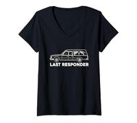 Womens Last Responder Hearse Funeral Morgue Dark Humor EMT V-Neck T-Shirt