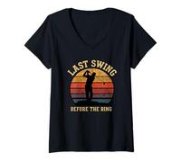 Women's Last Swing Before the Ring Golf Sunset Man Silhouette Fun V-Neck T-Shirt