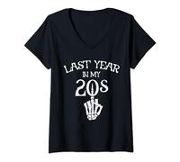 Womens Last Year In My 20s, Funny Birthday Gifts, Twenties Goth V-Neck T-Shirt