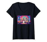 Women's Late 60's Mouse Rock Band V-Neck T-Shirt